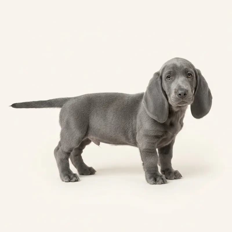 Basset Hound Welpe in Blå