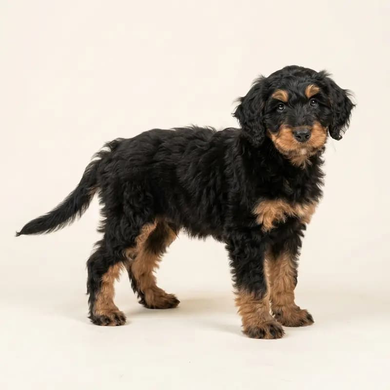Goldendoodle Welpe in Noir et feu