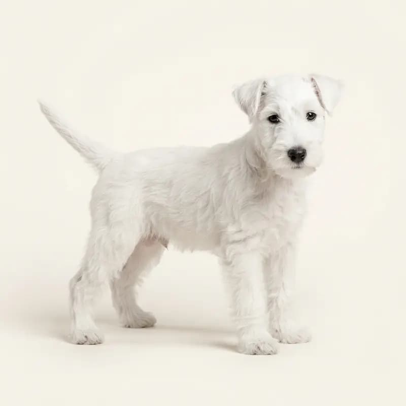Ruhåret Foxterrier Welpe in Hvid
