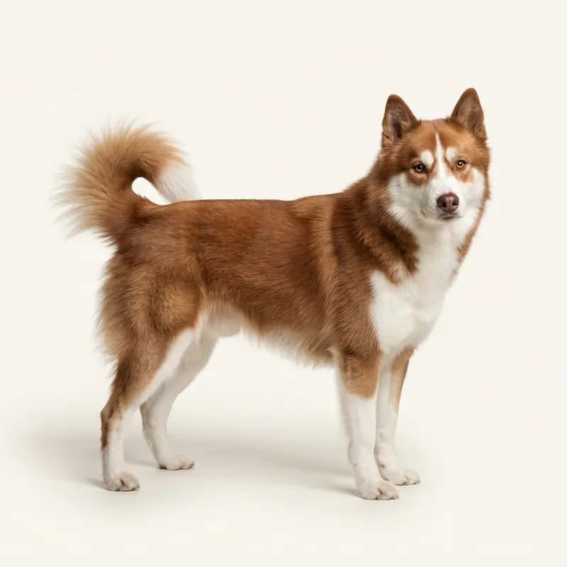 Volwassen Canadese Eskimohond in Rood-wit