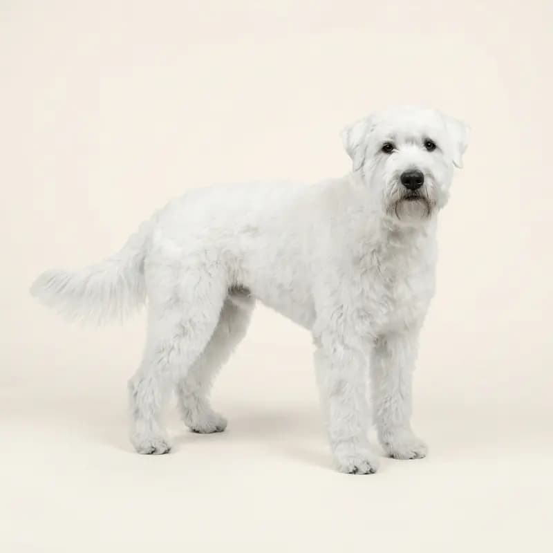 Voksen Bouvier des Flandres i Hvid