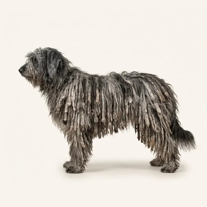 Kordon tüy tüy tipine sahip Bergamasco Çoban Köpeği