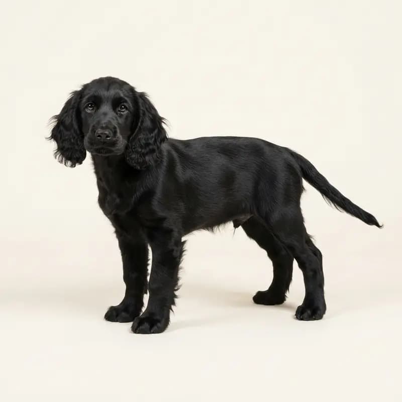 Field Spaniel Welpe in Zwart