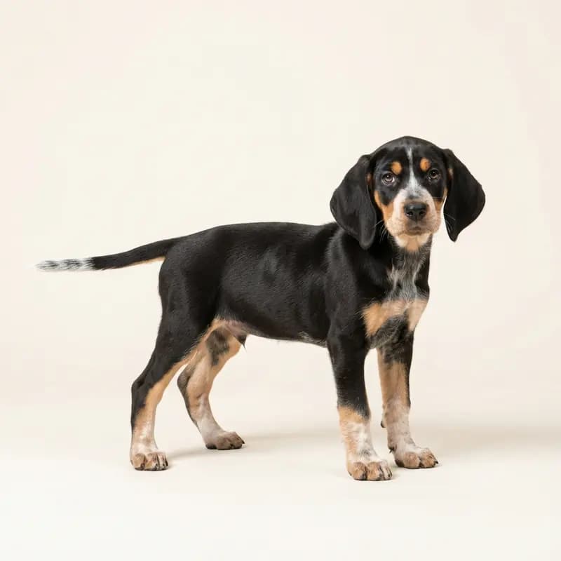 Bluetick Coonhound Welpe in Trefarvet