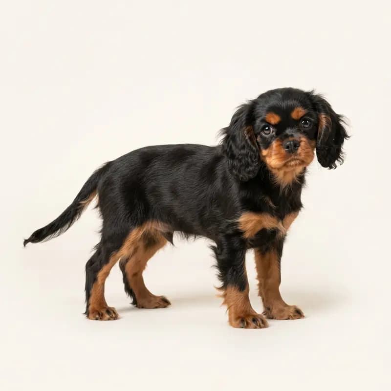 King Charles Spaniel Welpe in Siyah-tan