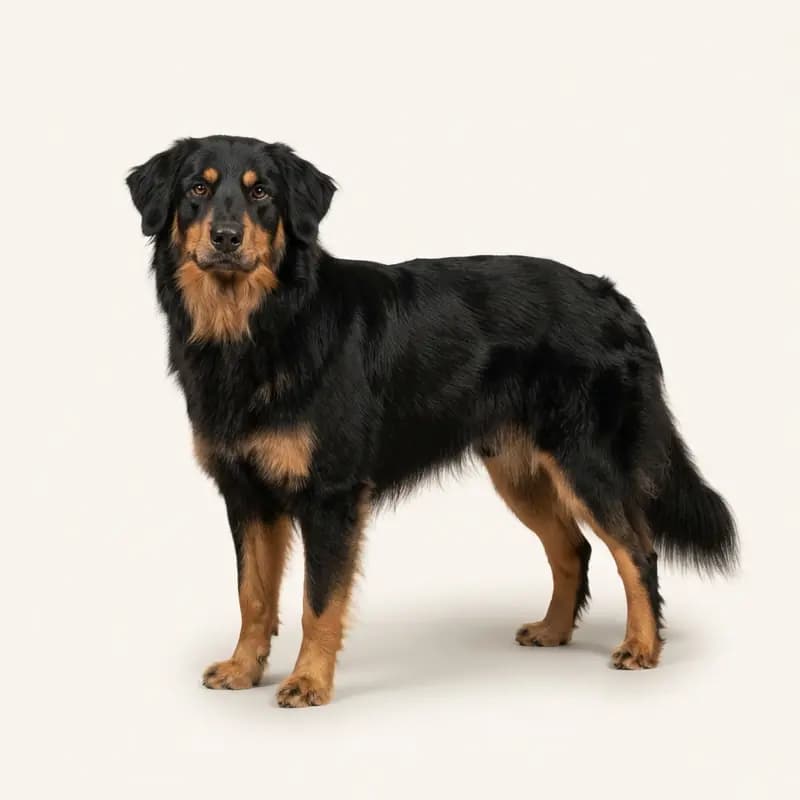 Voksen Alpin hyrdehund i Sort med tan