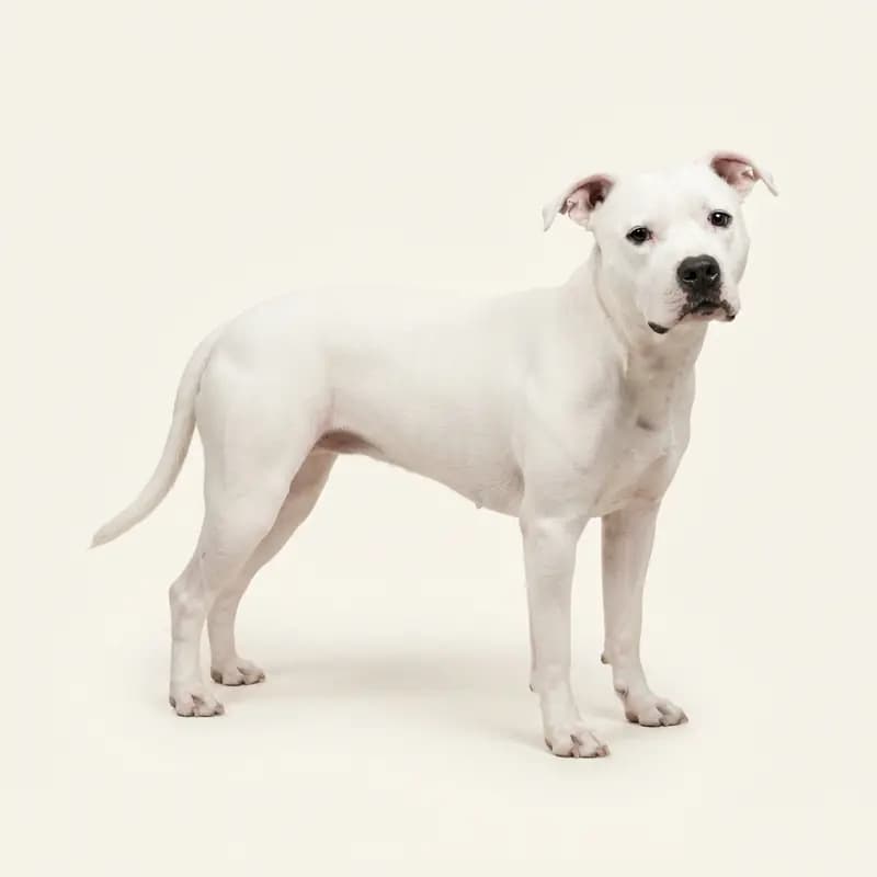Volwassen Amerikaanse Pitbullterriër in Wit