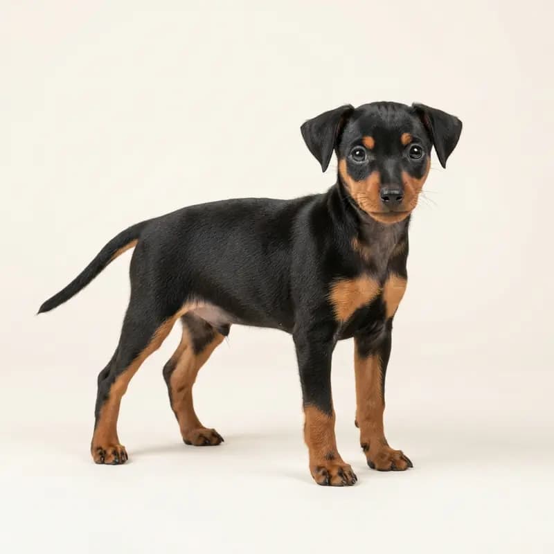 Dwergpinscher Welpe in Zwart met tan