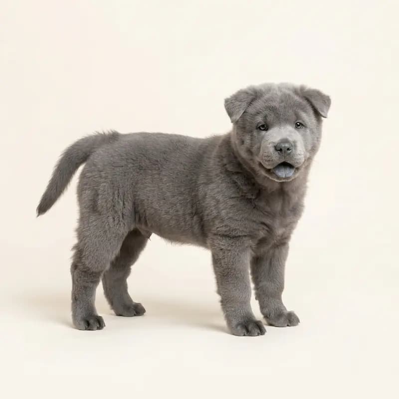 Chow Chow Welpe in Blå