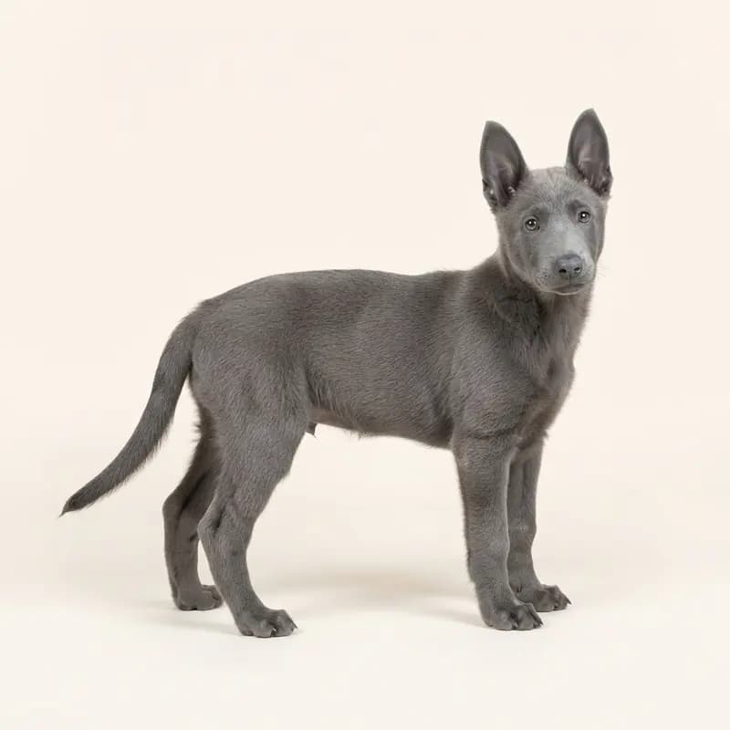 Malinois Welpe in Bleu