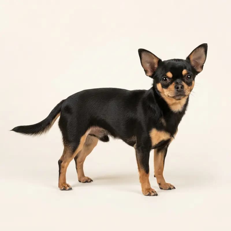 Siyah-tan renginde yetişkin Chihuahua