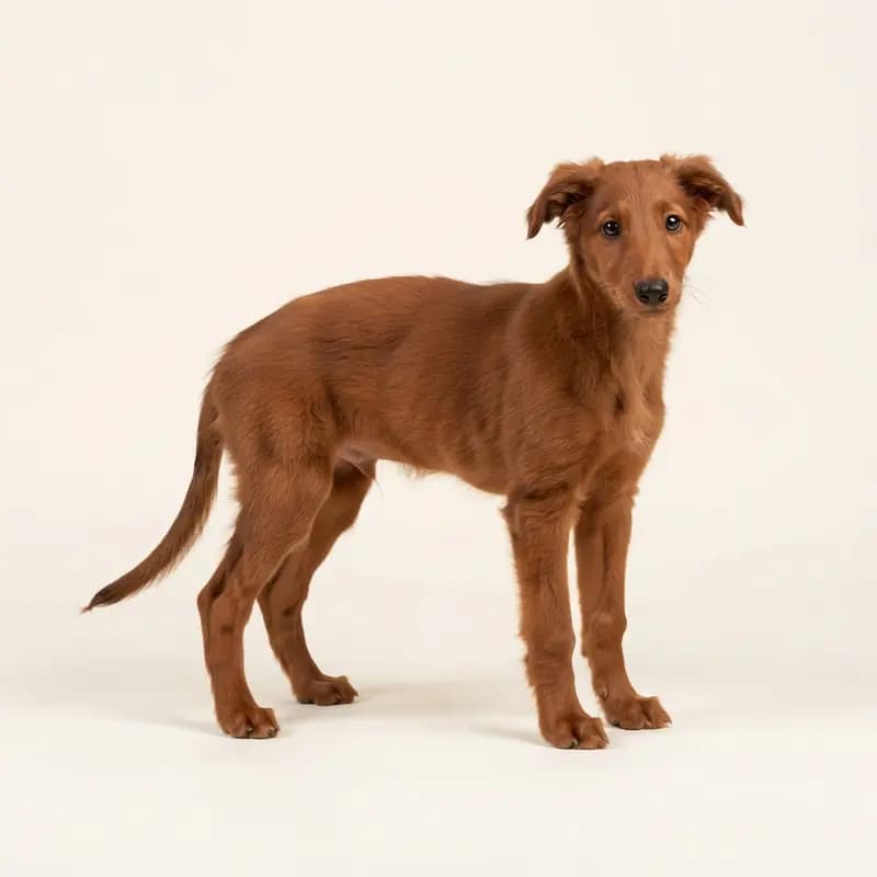 Silken Windhound Welpe in Rood