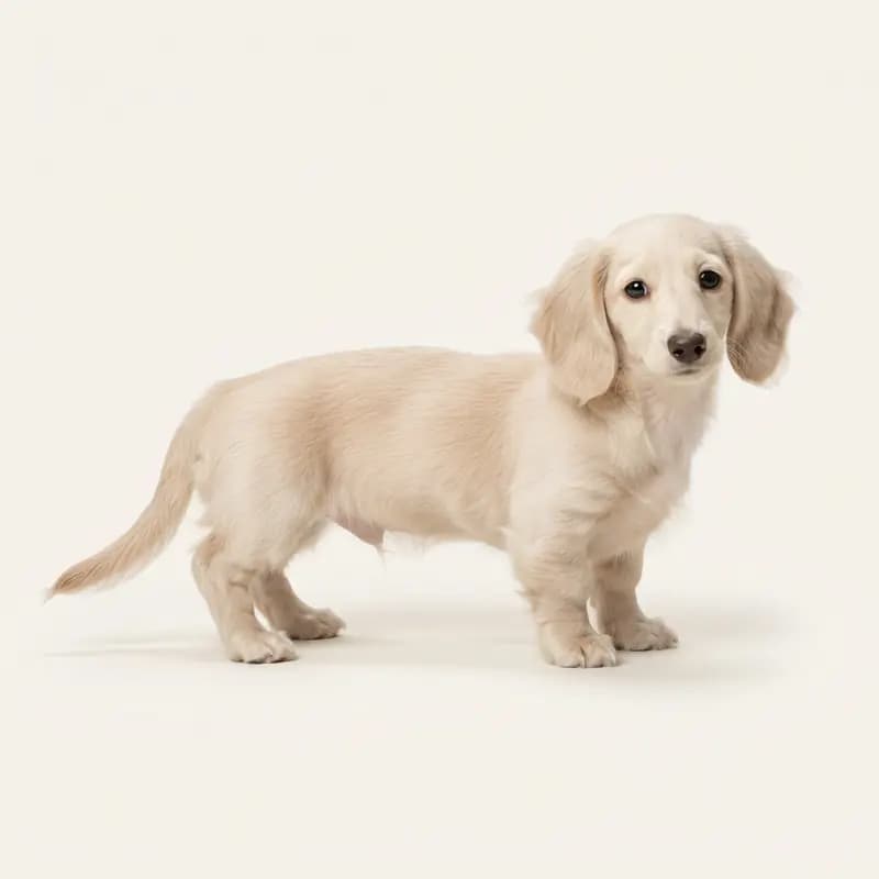Langhåret Gravhund Welpe in Creme