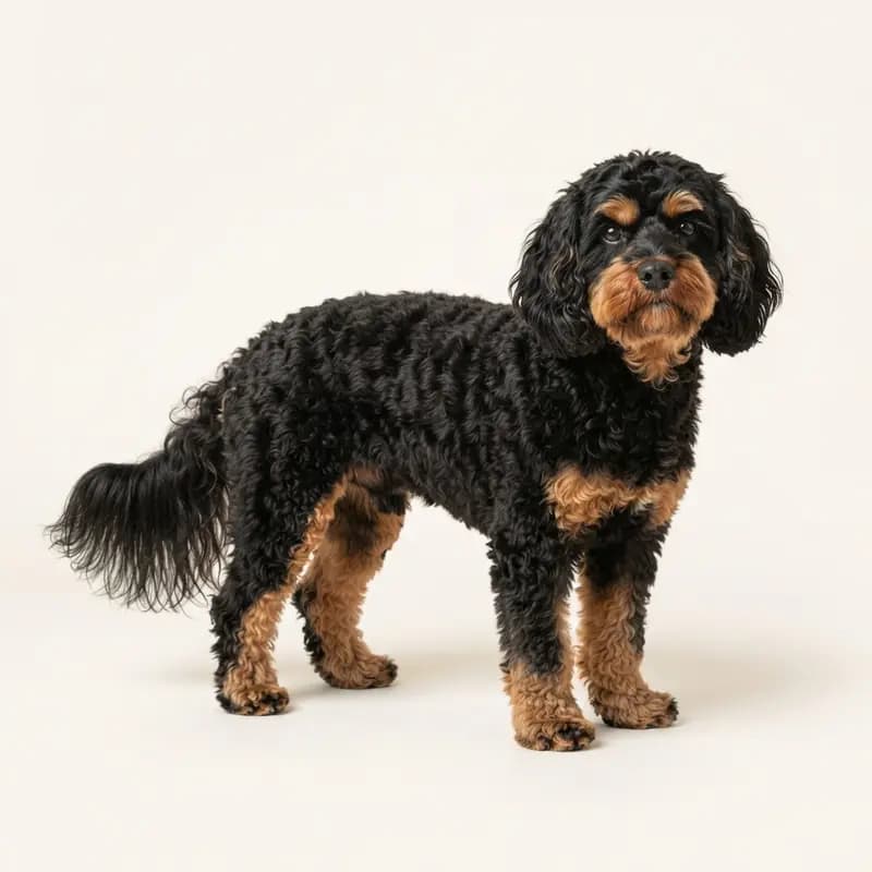 Voksen Cavapoo i Sort med tan
