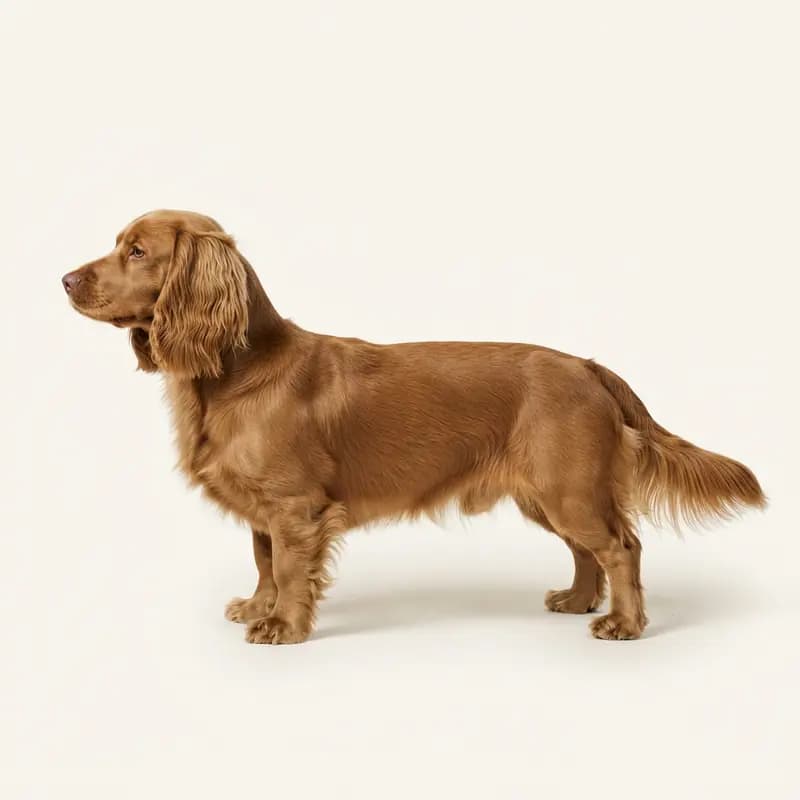 Orta uzunlukta tüy tüy tipine sahip Sussex Spaniel