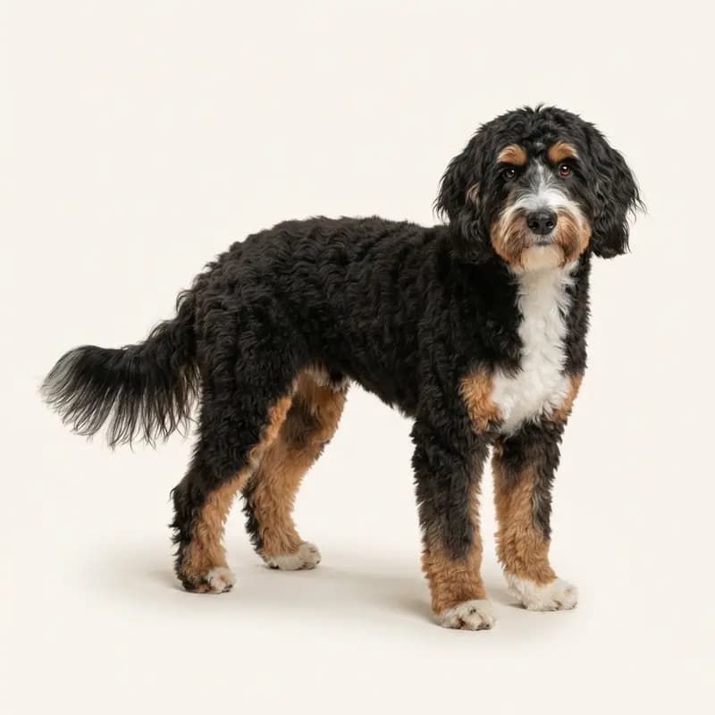 Volwassen Aussiedoodle in Driekleurig