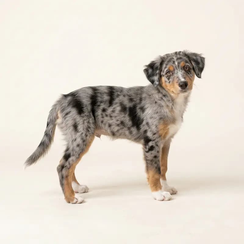Aussiedor (Australische herder x labrador) Welpe in Blue merle