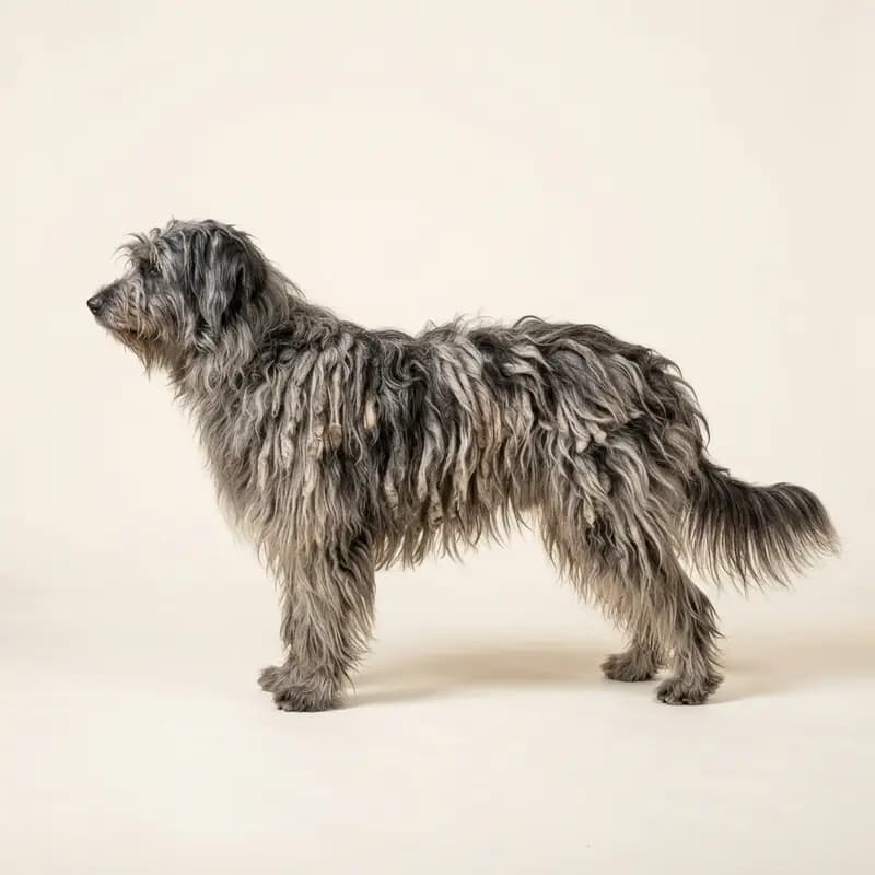 Uzun tüy tüy tipine sahip Bergamasco Çoban Köpeği
