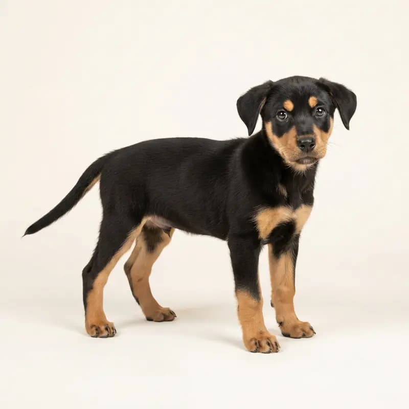 Blandingshund Welpe in Sort med tan