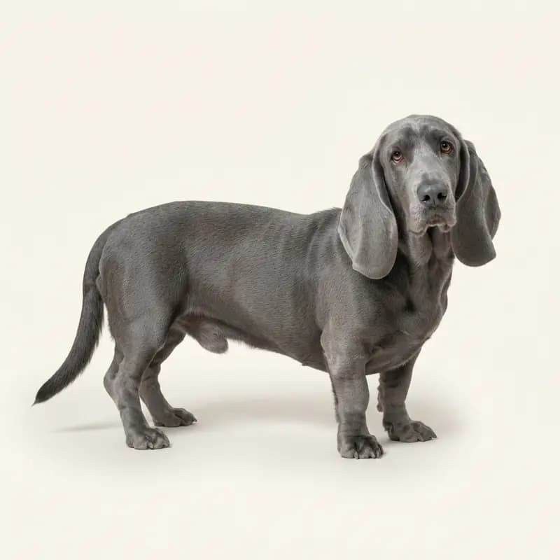 Voksen Basset Hound i Blå