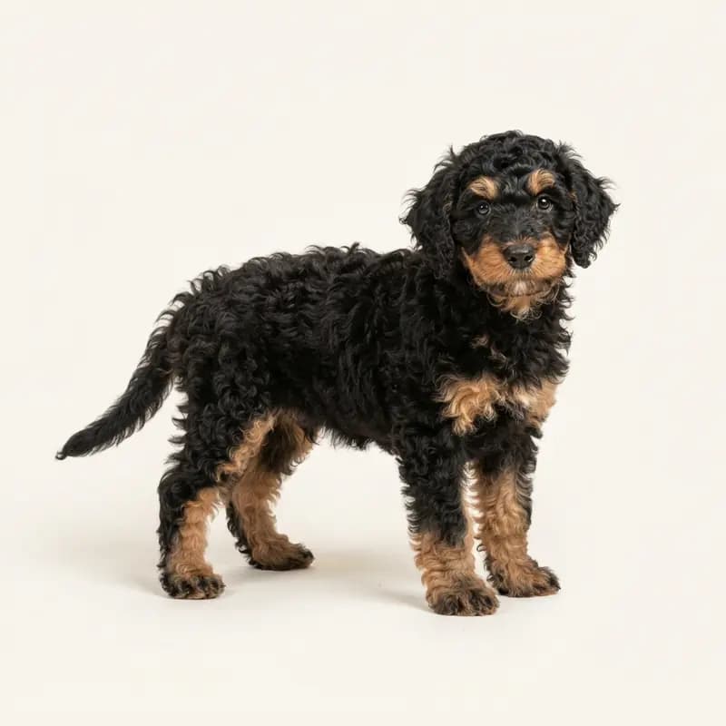 Spansk vandhund Welpe in Sort med tan