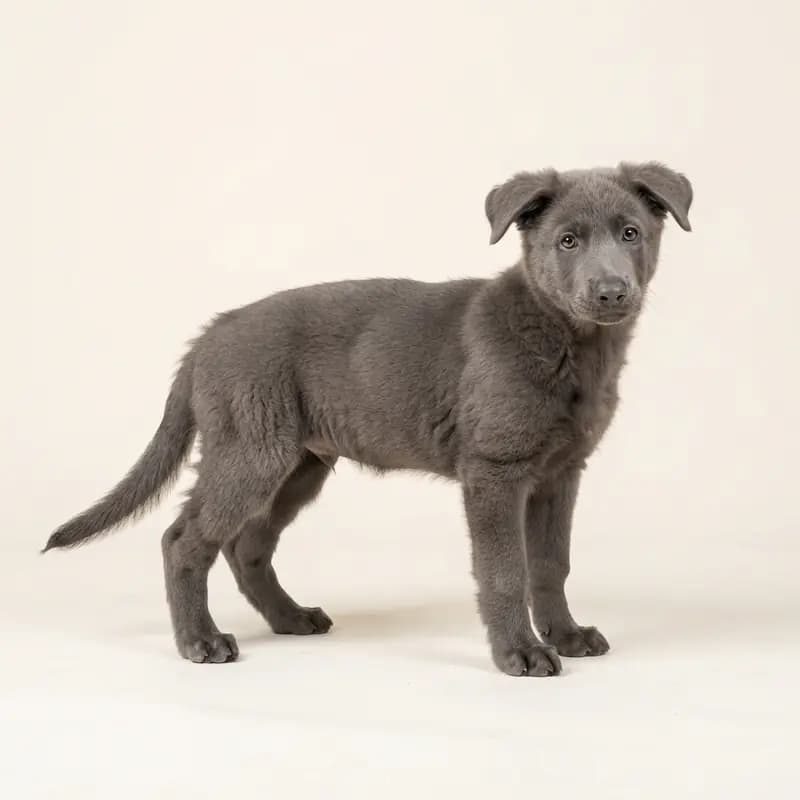 Gammel tysk schæferhund Welpe in Blå