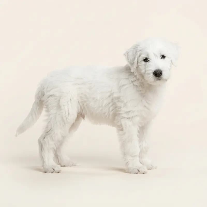 Bouvier des Flandres Welpe in Hvid