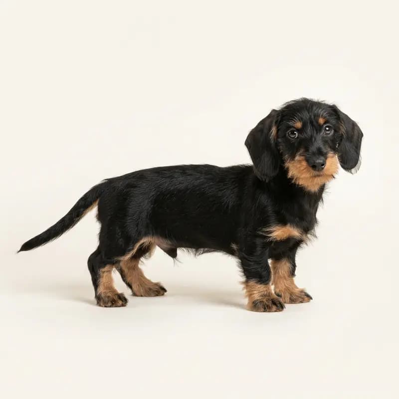 Gravhund (trådhåret) Welpe in Sort med tan