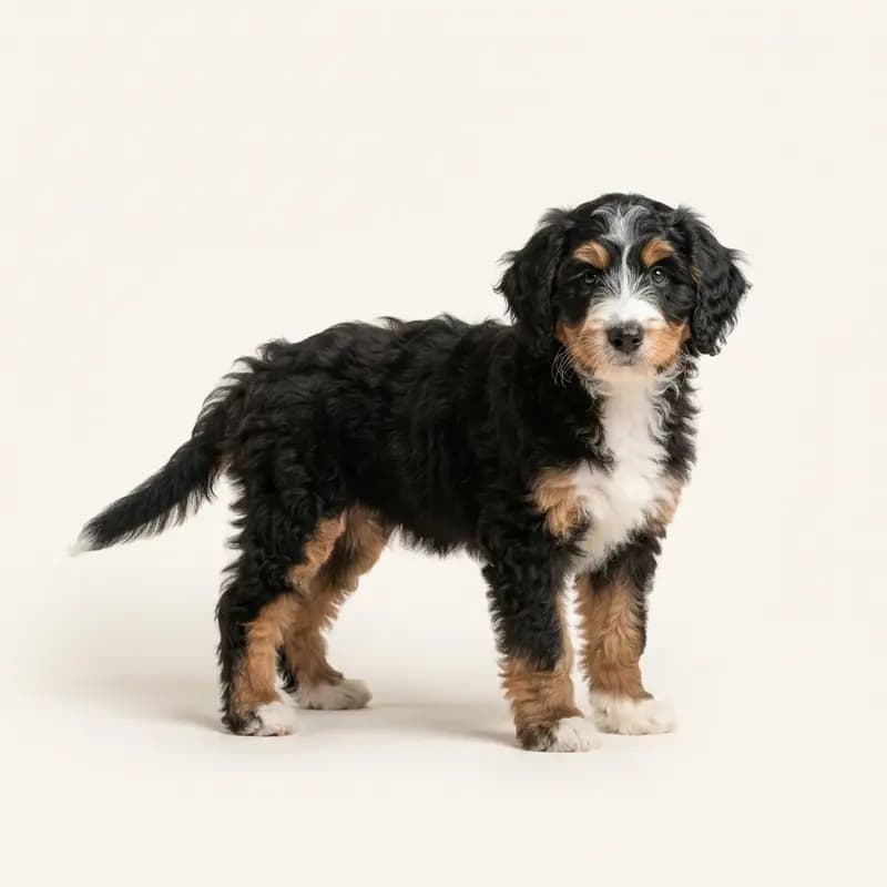 Bernedoodle Welpe in Trefarvet