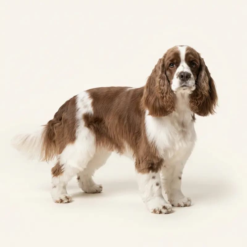 Voksen Amerikansk Cocker Spaniel i Brun-hvid