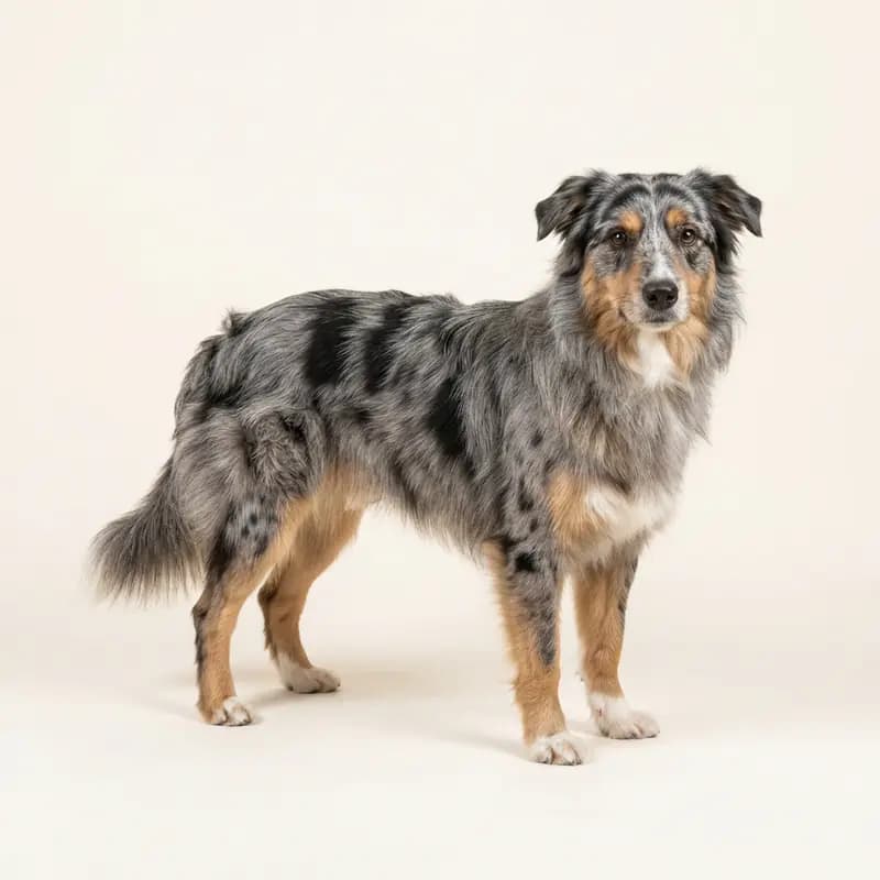 Volwassen Pyreneese herder in Blue merle