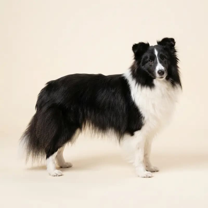 Voksen Shetland Sheepdog i Sort-hvid