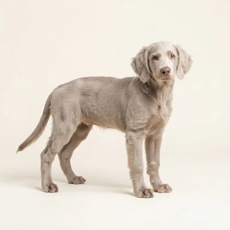 Langhåret Weimaraner Welpe in Sølv