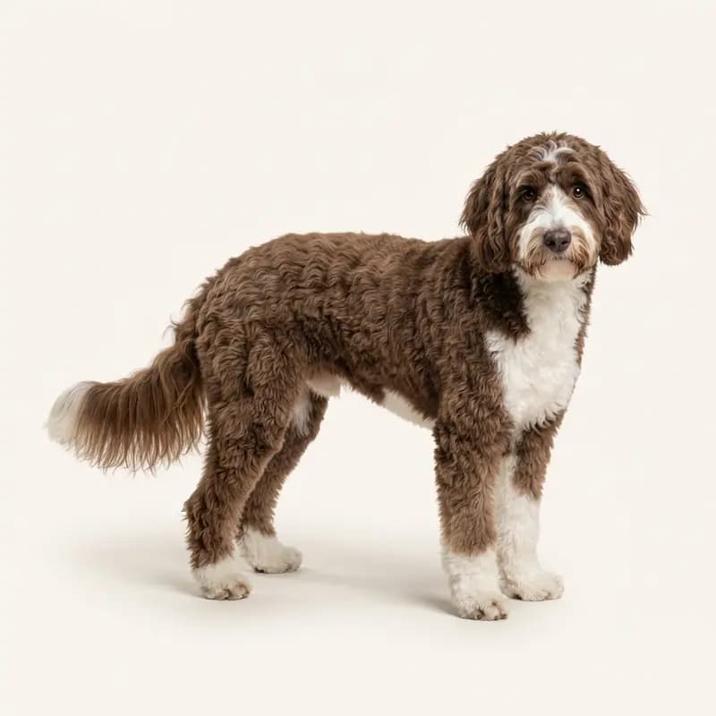 Voksen Bernedoodle i Brun-hvid