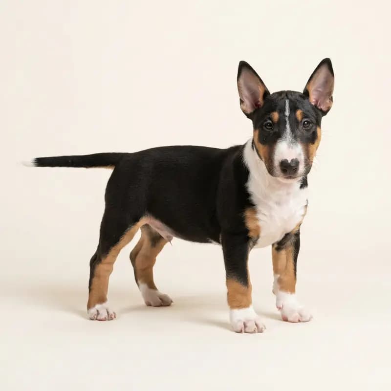 Bull Terrier Welpe in Üç renkli