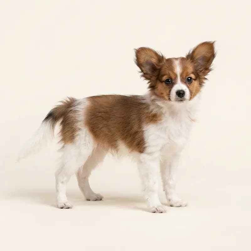 Papillon Welpe in Kahverengi-beyaz