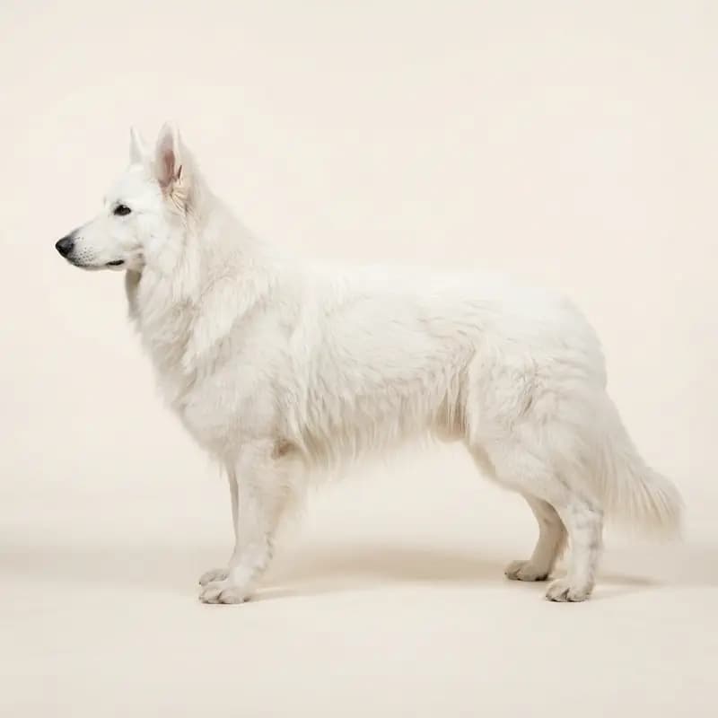Uzun tüy tüy tipine sahip Beyaz İsviçre Çoban Köpeği