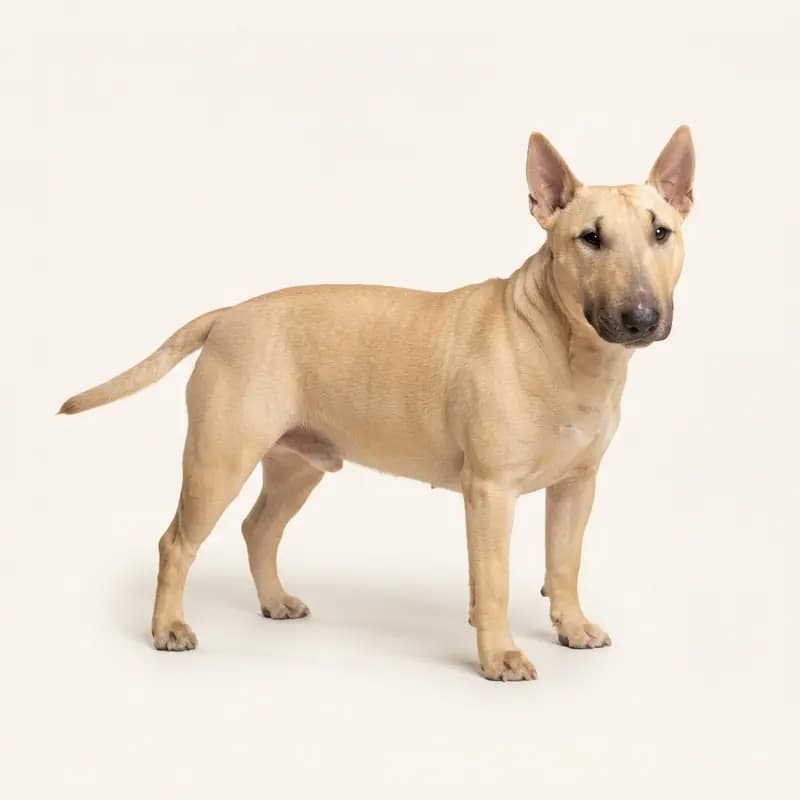 Fawn renginde yetişkin Bull Terrier