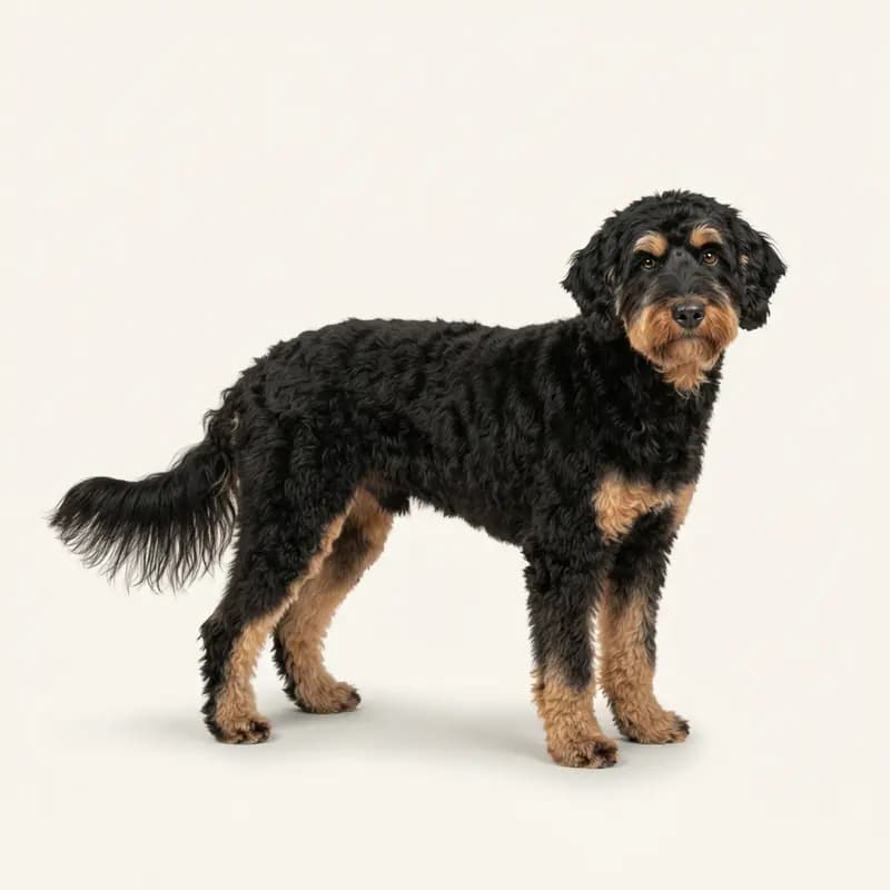 Volwassen Aussiedoodle in Zwart met tan