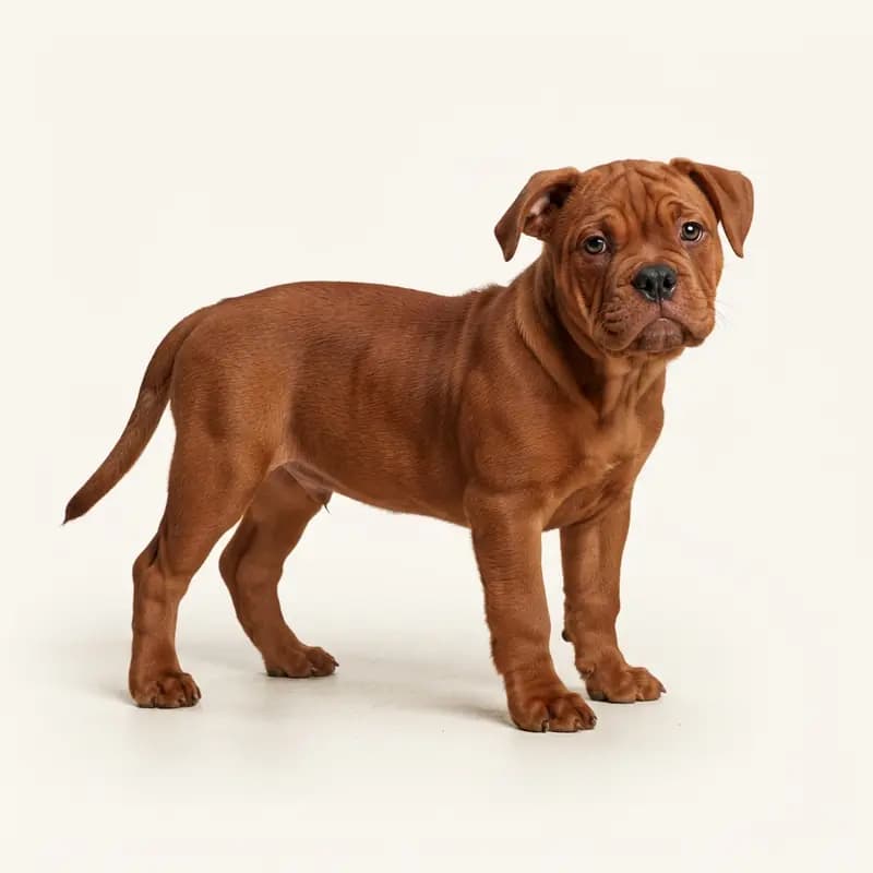 Eski İngiliz Bulldog Welpe in Kırmızı
