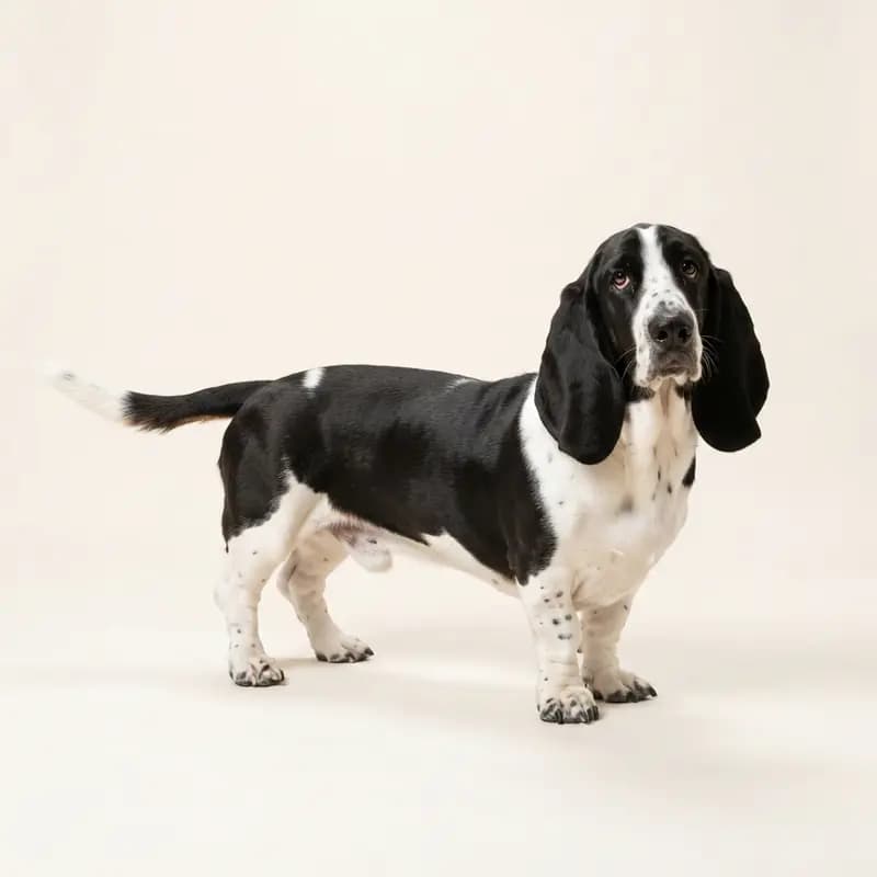 Voksen Basset Hound i Sort-hvid