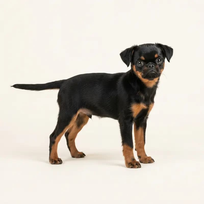 Griffon Petit Brabançon Welpe in Sort med tan