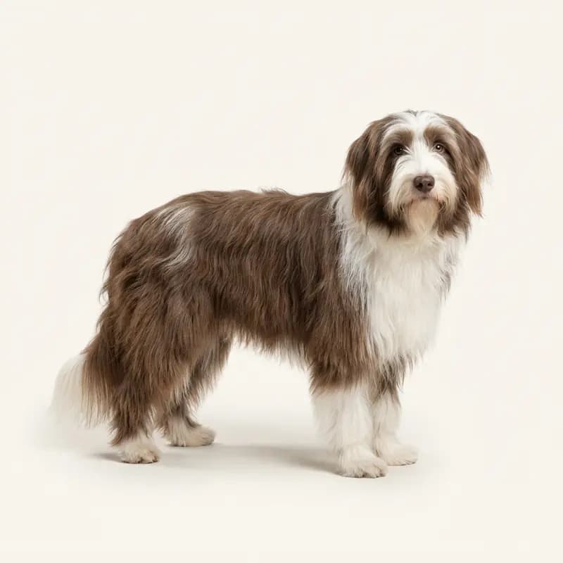 Voksen Bearded Collie i Brun-hvid
