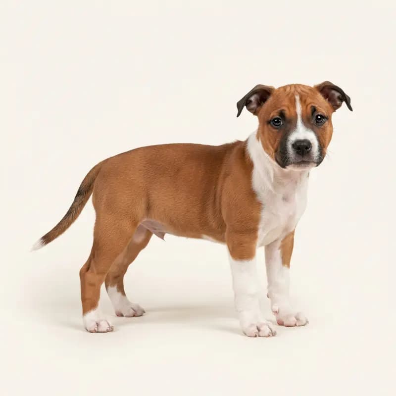 Staffordshire Bull Terrier Welpe in Rouge et blanc