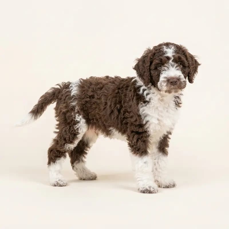 Lagotto Romagnolo Welpe in Kahverengi-beyaz