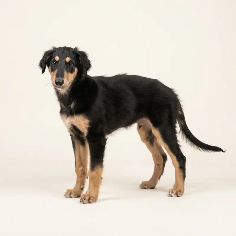 Barzoi Welpe in Zwart met tan