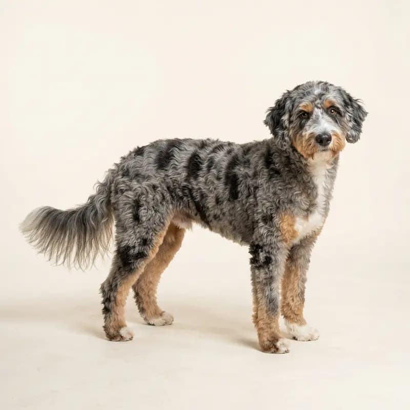 Volwassen Aussiedoodle in Blue merle