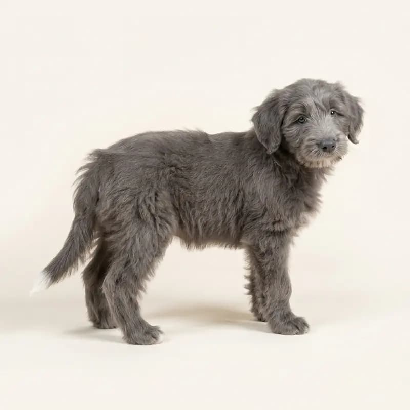 Bearded Collie Welpe in Blå