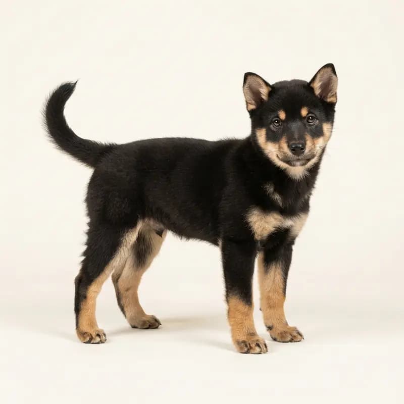 Shikoku Welpe in Sort med tan