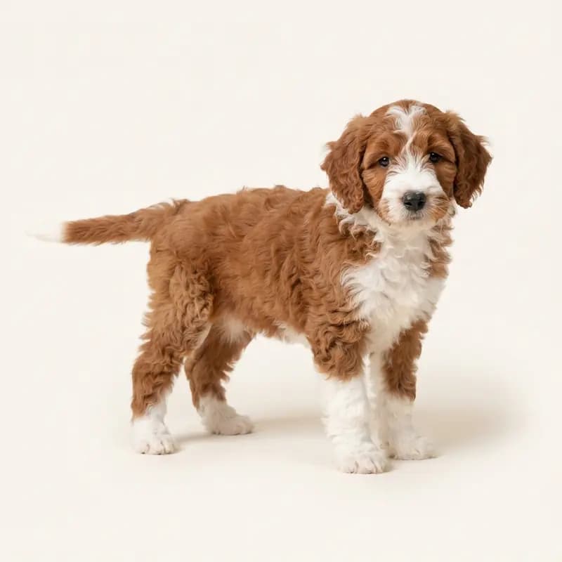 Sheepadoodle Welpe in Rød-hvid